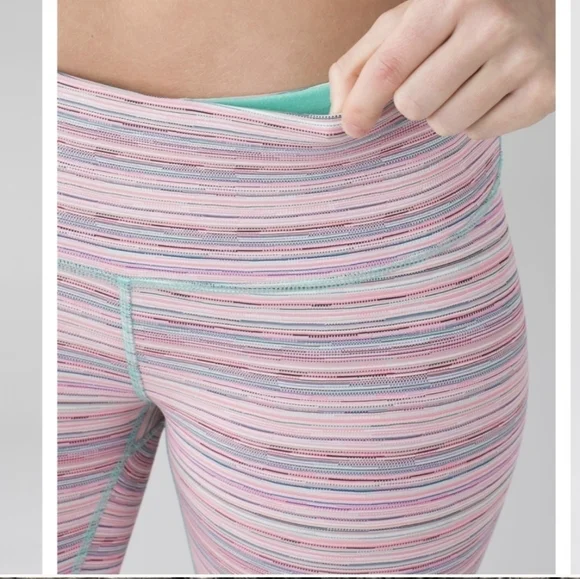Lululemon Wunder Under Pant III Luxtreme Cyber Stripe Flash Light Menthol Size 2 - Picture 4 of 11